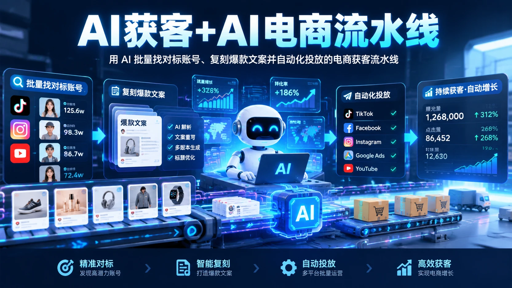 【精】AI获客 + AI电商流水线，带你搭建全链路自动化流程，实现批量内容生产与投放运营闭-智富思维学堂