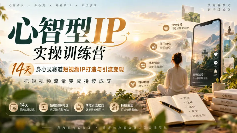 心智型IP实操训练营｜14天身心灵赛道短视频IP打造与引流变现，把短视频流量变成持续成交-智富思维学堂