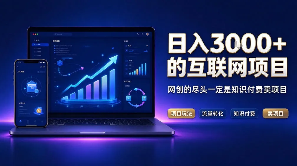 日入3k+的互联网项目,网红的尽头是带货,网创的尽头一定是知识付费卖项目【揭秘】-智富思维学堂