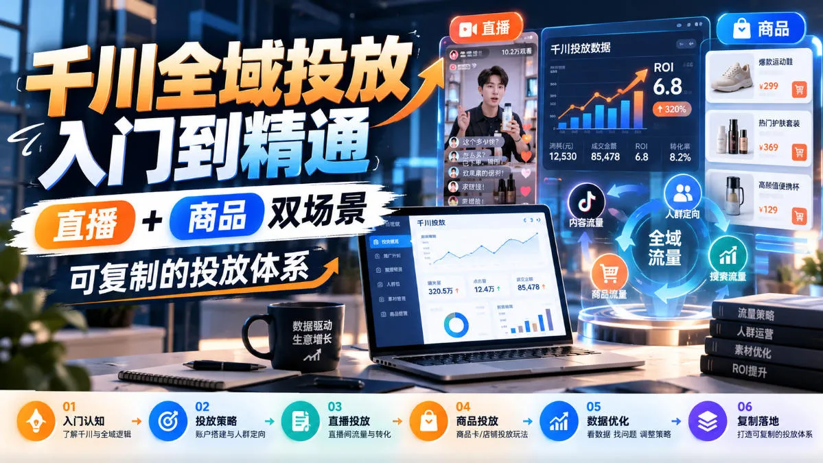 千川全域投放入门到精通,直播+商品双场景,可复制的投放体系-智富思维学堂