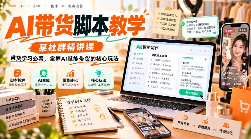 AI带货脚本教学,某社群精讲课,带货学习必看,掌握AI赋能带货的核心玩法-智富思维学堂
