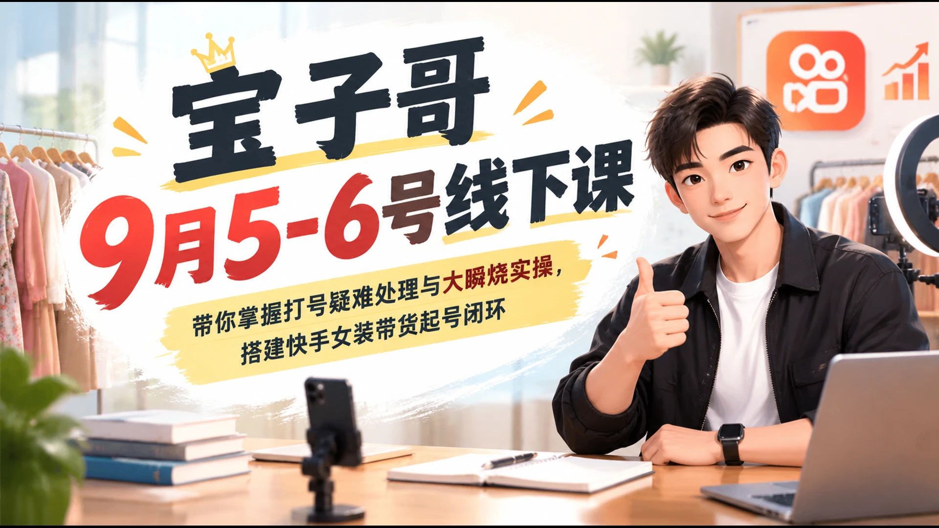 宝子哥9月5-6号线下课,带你掌握打号疑难处理与大瞬烧实操,搭建快手女装带货起号闭环-副业吧 宝子哥9月5-6号线下课,带你掌握打号疑难处理与大瞬烧实操,搭建快手女装带货起号闭环-副业吧