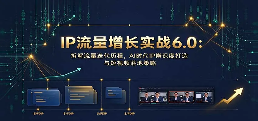 IP流量增长实战6.0:拆解流量迭代历程,AI时代IP辨识度打造与短视频落地策略-智富思维学堂