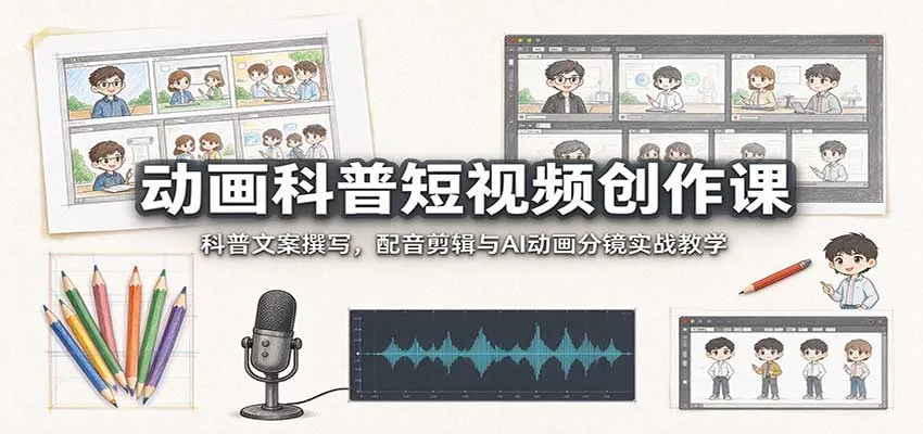 动画科普短视频创作课：科普文案撰写，配音剪辑与AI动画分镜实战教学-智富思维学堂