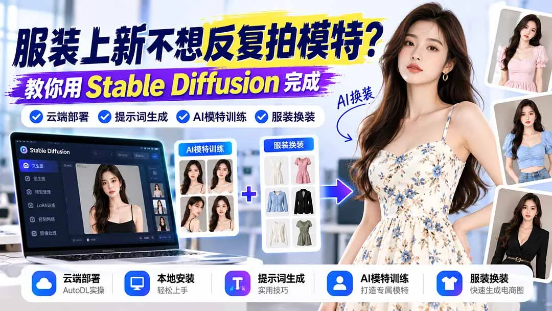 图片[2]-服装上新不想反复拍模特？教你用Stable Diffusion完成云端部署、提示词生成、AI模特训练与换装-智富思维学堂