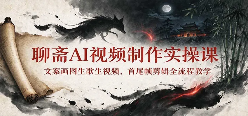 聊斋AI视频制作实操课：文案画图生歌生视频，首尾帧剪辑全流程教学-智富思维学堂