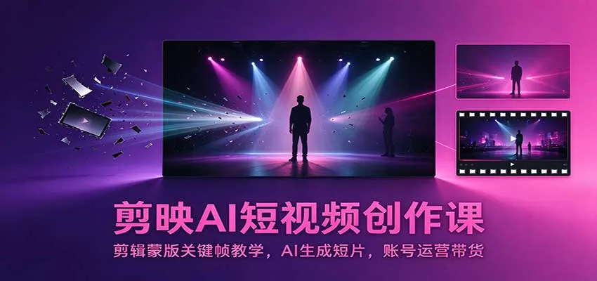 剪映AI短视频创作课：剪辑蒙版关键帧教学，AI生成短片，账号运营带货-智富思维学堂