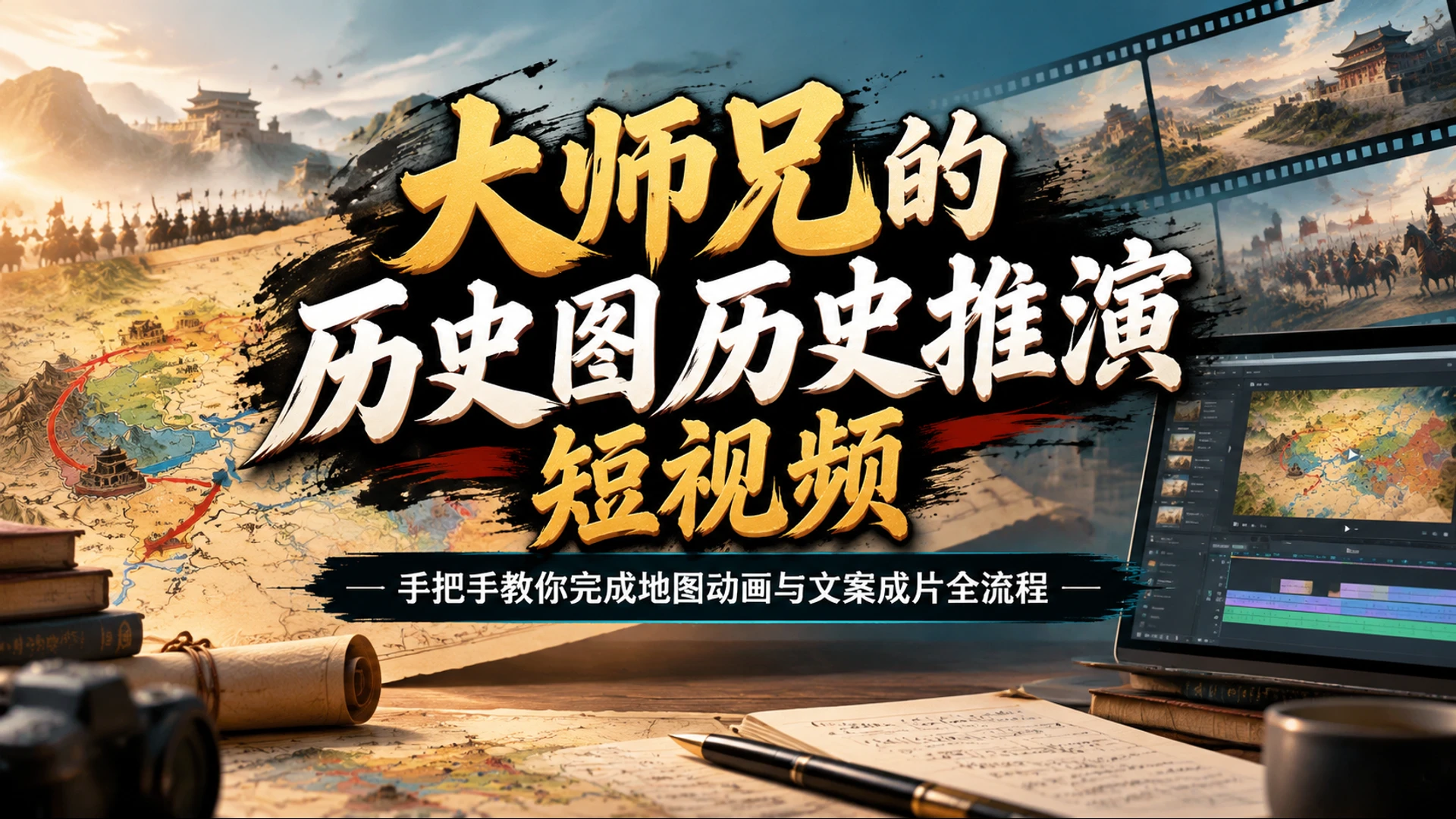 【精】大师兄的历史图历史推演短视频，手把手教你完成地图动画与文案成片全流程-智富思维学堂