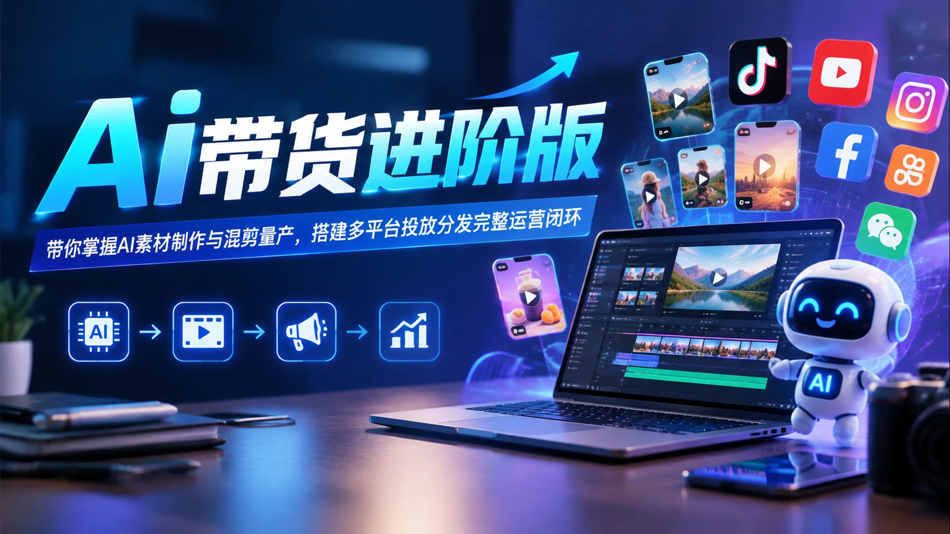 【精】Ai带货进阶版,带你掌握AI素材制作与混剪量产,搭建多平台投放分发完整运营闭环-副业吧 【精】Ai带货进阶版,带你掌握AI素材制作与混剪量产,搭建多平台投放分发完整运营闭环-副业吧