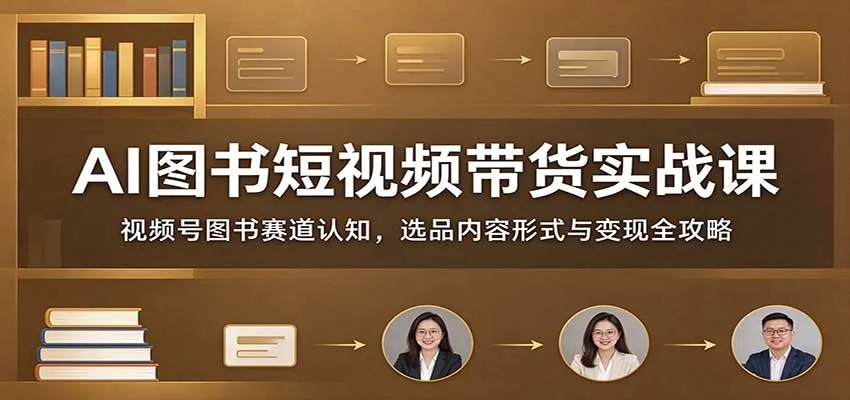 AI图书短视频带货实战课：视频号图书赛道认知，选品内容形式与变现全攻略-智富思维学堂