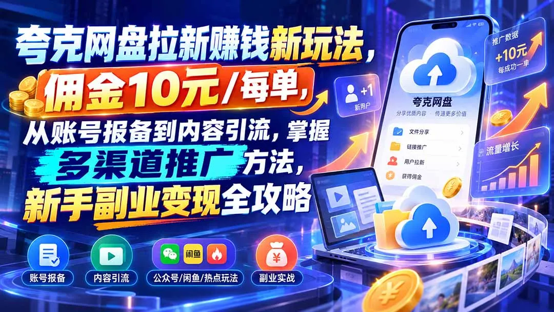 图片[2]-夸克网盘拉新赚钱新玩法，佣金10元/每单，从账号报备到内容引流，掌握多渠道推广方法，新手副业变现全攻略-智富思维学堂
