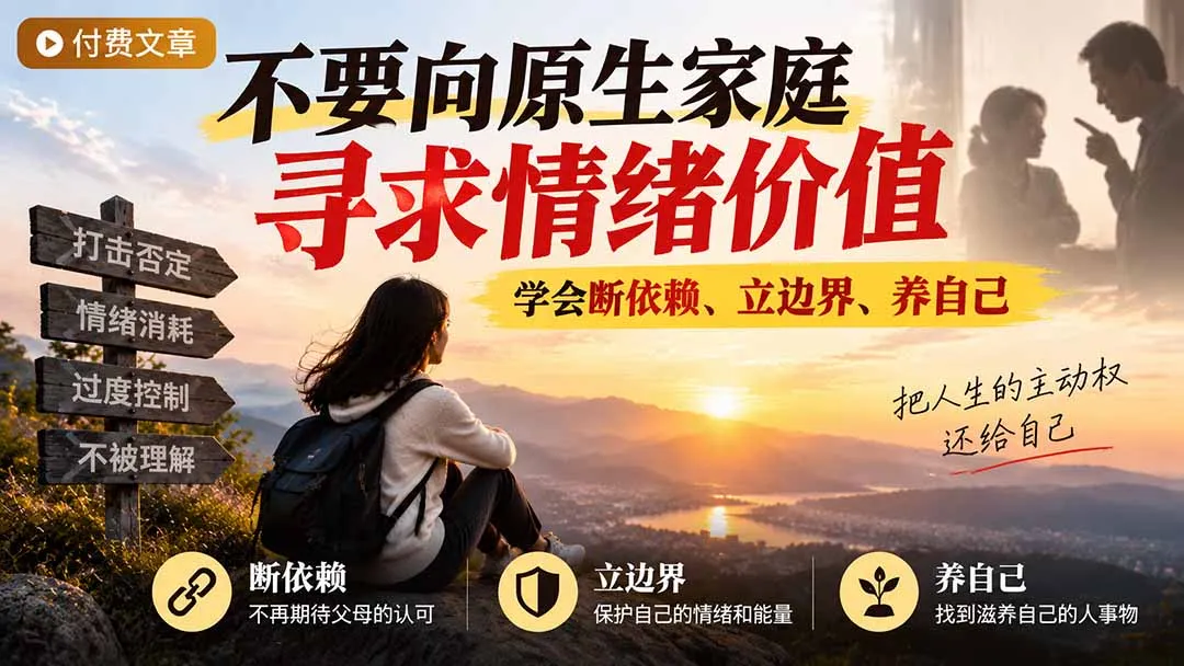 付费文章：不要向原生家庭寻求情绪价值，学会断依赖、立边界、养自己-智富思维学堂