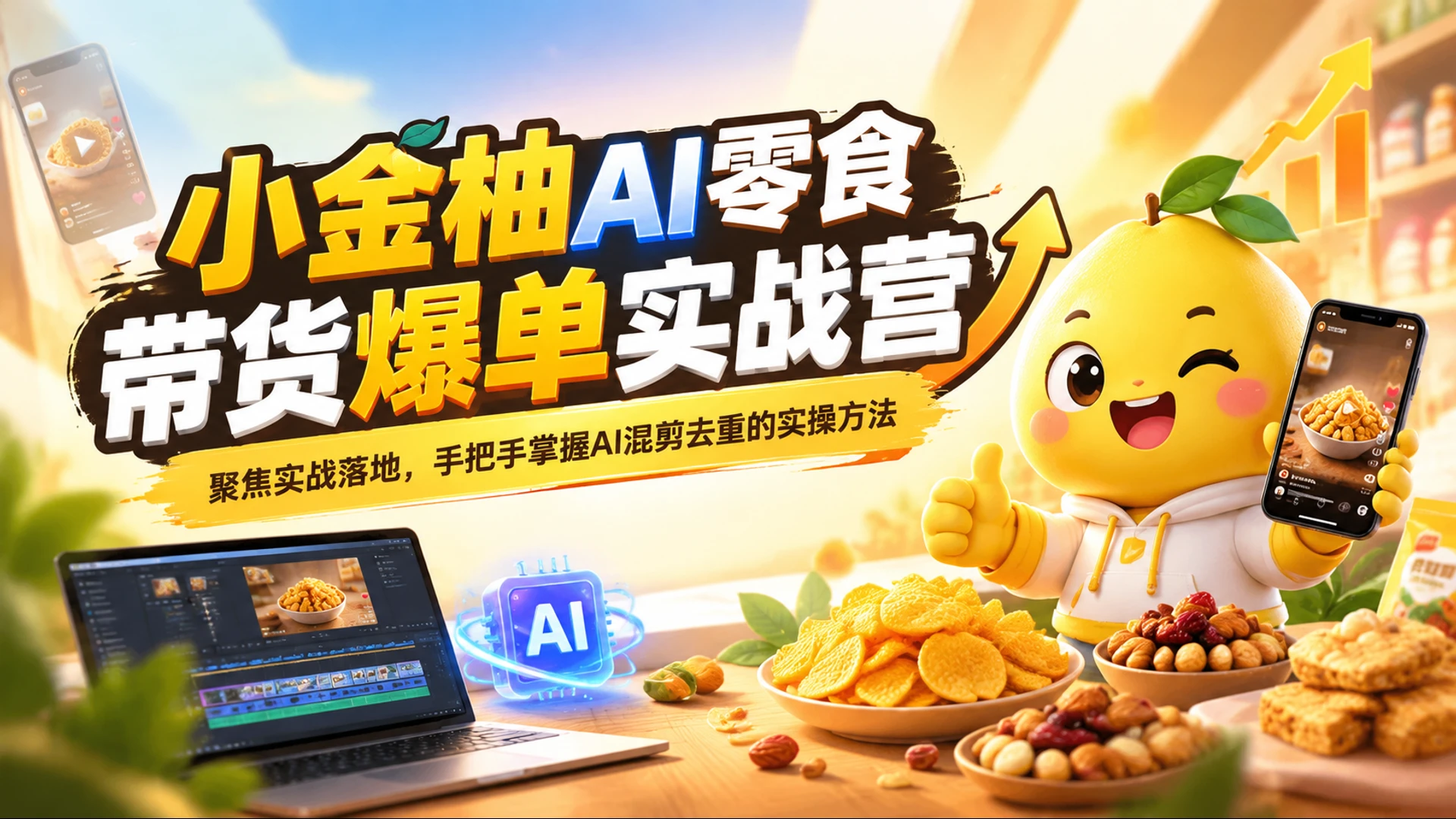 【精】小金柚AI零食带货爆单实战营聚焦实战落地,手把手掌握AI混剪去重的实操方法-副业吧 【精】小金柚AI零食带货爆单实战营聚焦实战落地,手把手掌握AI混剪去重的实操方法-副业吧