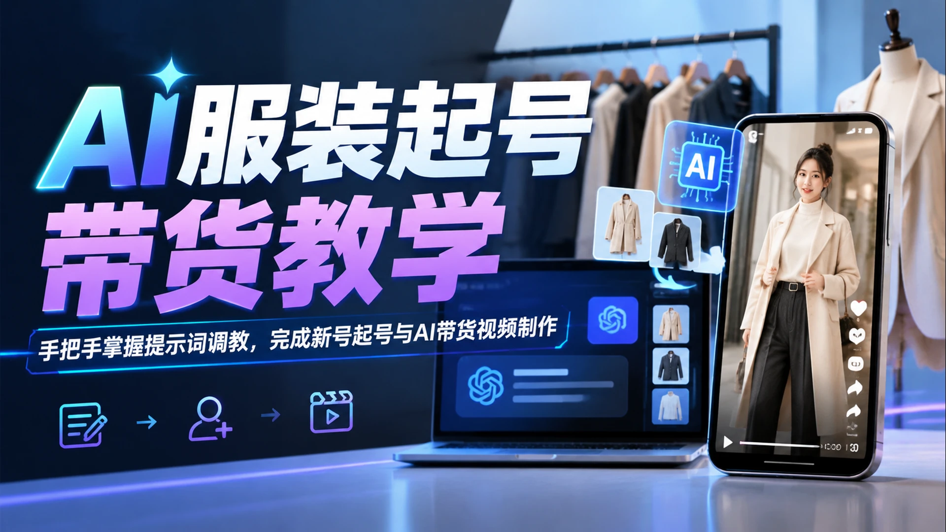 【精】AI服装起号带货教学,手把手掌握提示词调教,完成新号起号与AI带货视频制作-副业吧 【精】AI服装起号带货教学,手把手掌握提示词调教,完成新号起号与AI带货视频制作-副业吧