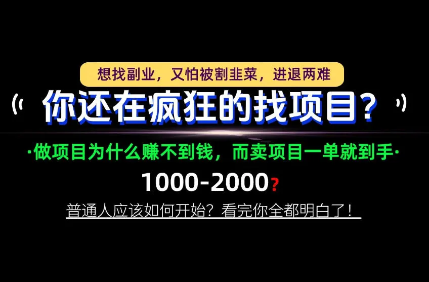 你还在疯狂的找项目?别傻了!卖项目才是真正的一本万利!怎么做,看完你全都明白!【揭秘】-智富思维学堂