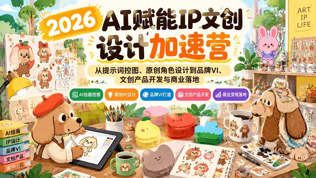 2026AI赋能IP文创设计加速营:从提示词控图、原创角色设计到品牌VI、文创产品开发与商业落地-智富思维学堂