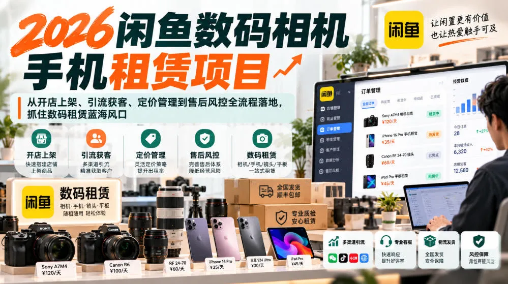 2026闲鱼数码相机手机租赁项目,从开店上架、引流获客、定价管理到售后风控全流程落地,抓住数码租赁蓝海风口-智富思维学堂