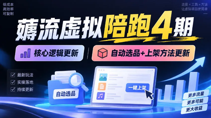薅流虚拟陪跑4期丨核心逻辑更新丨自动选品+上架方法更新(10月25更新插件玩法和低价玩法)-智富思维学堂
