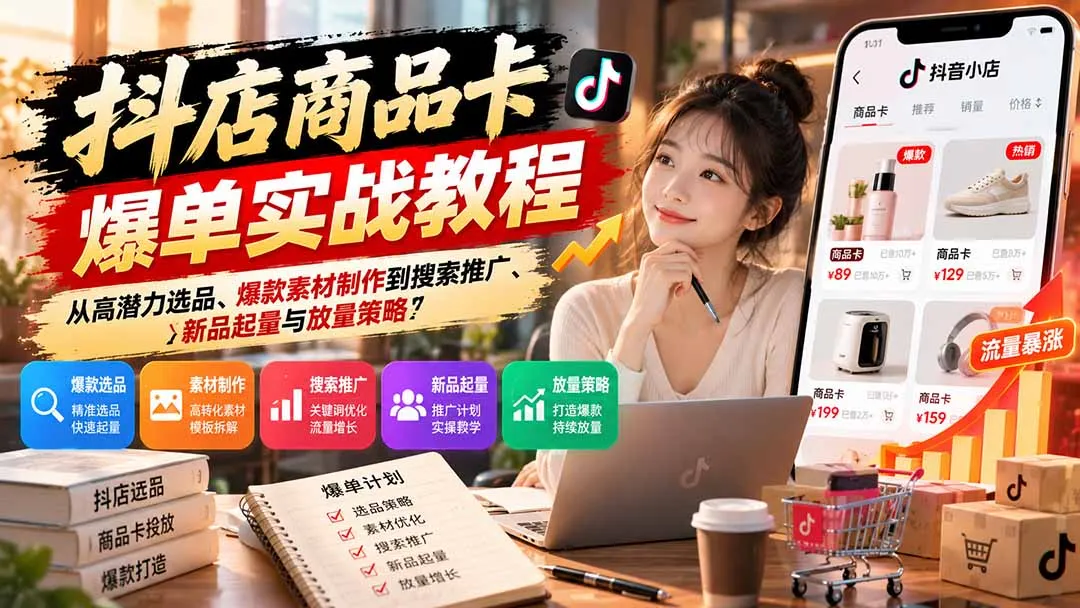 图片[2]-抖店商品卡爆单实战教程：从高潜力选品、爆款素材制作到搜索推广、新品起量与放量策略-智富思维学堂