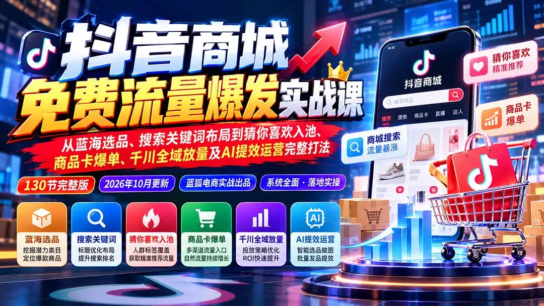 图片[2]-抖店城免费流量爆发实战-更新：蓝海选品、搜索关键词布局到猜你喜欢入池、商品卡爆单、千川全域放量及AI提效完整打法-智富思维学堂