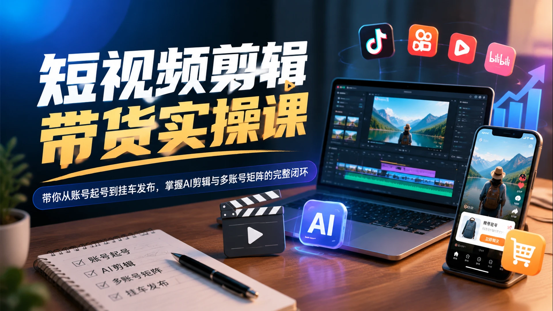 【精】短视频剪辑带货实操课,带你从账号起号到挂车发布,掌握AI剪辑与多账号矩阵的完整闭环-副业吧 【精】短视频剪辑带货实操课,带你从账号起号到挂车发布,掌握AI剪辑与多账号矩阵的完整闭环-副业吧