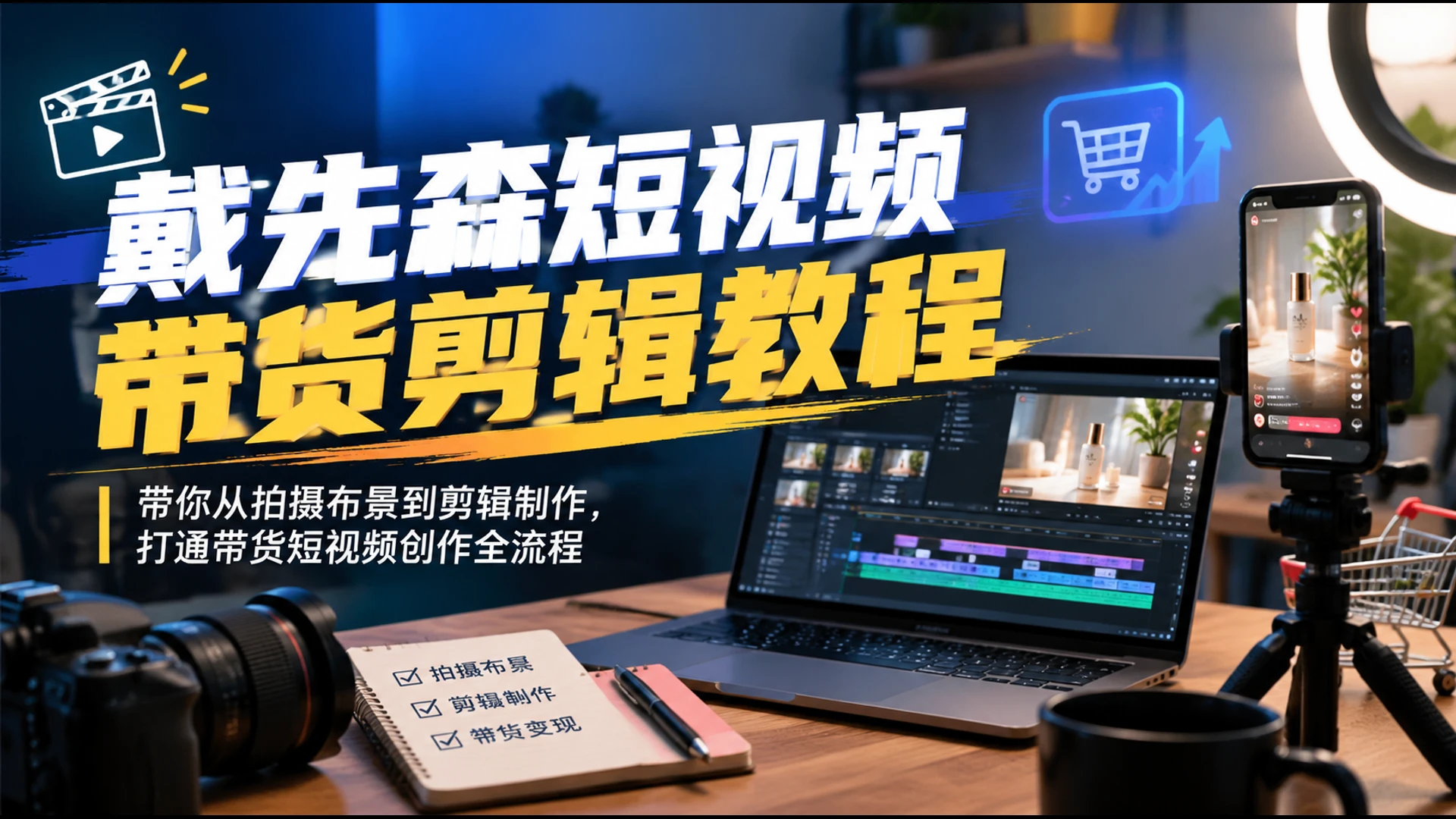 【精】戴先森短视频带货剪辑教程,带你从拍摄布景到剪辑制作,打通带货短视频创作全流程-副业吧 【精】戴先森短视频带货剪辑教程,带你从拍摄布景到剪辑制作,打通带货短视频创作全流程-副业吧