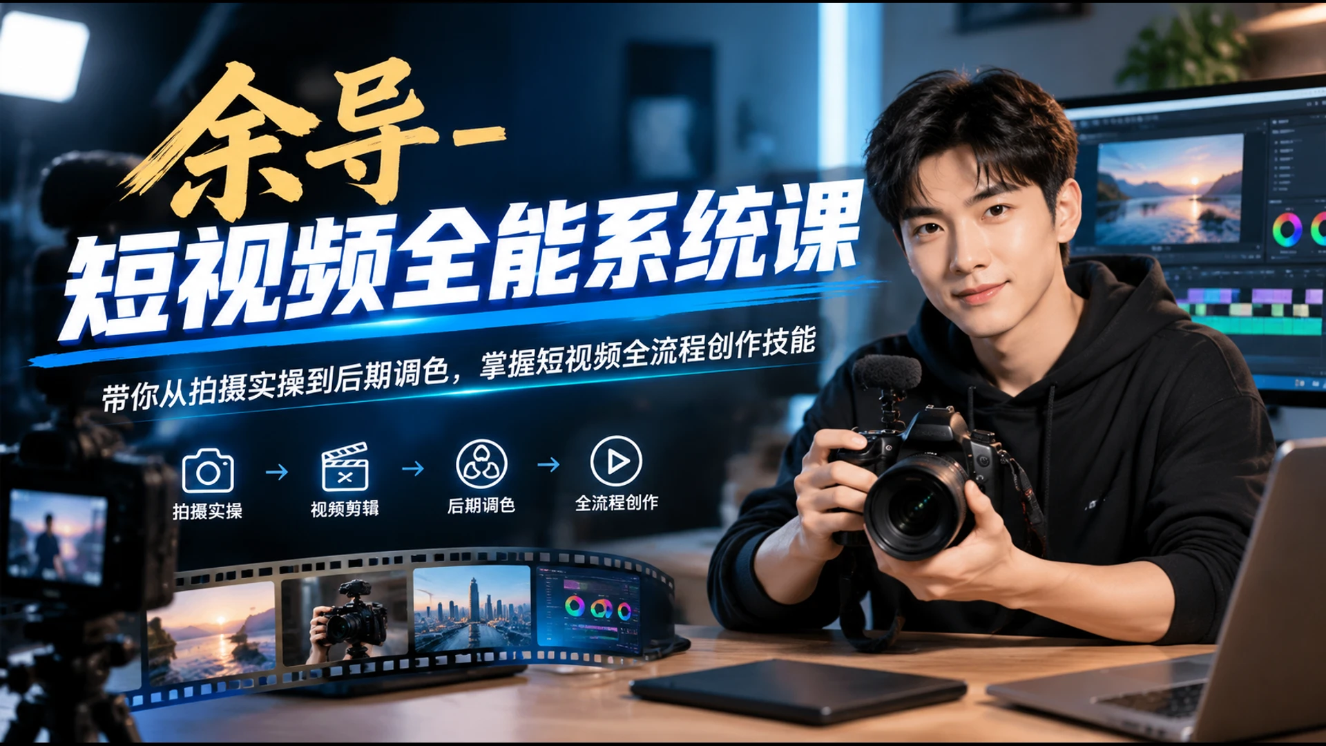 【精】余导 – 短视频全能系统课，带你从拍摄实操到后期调色，掌握短视频全流程创作技能-智富思维学堂