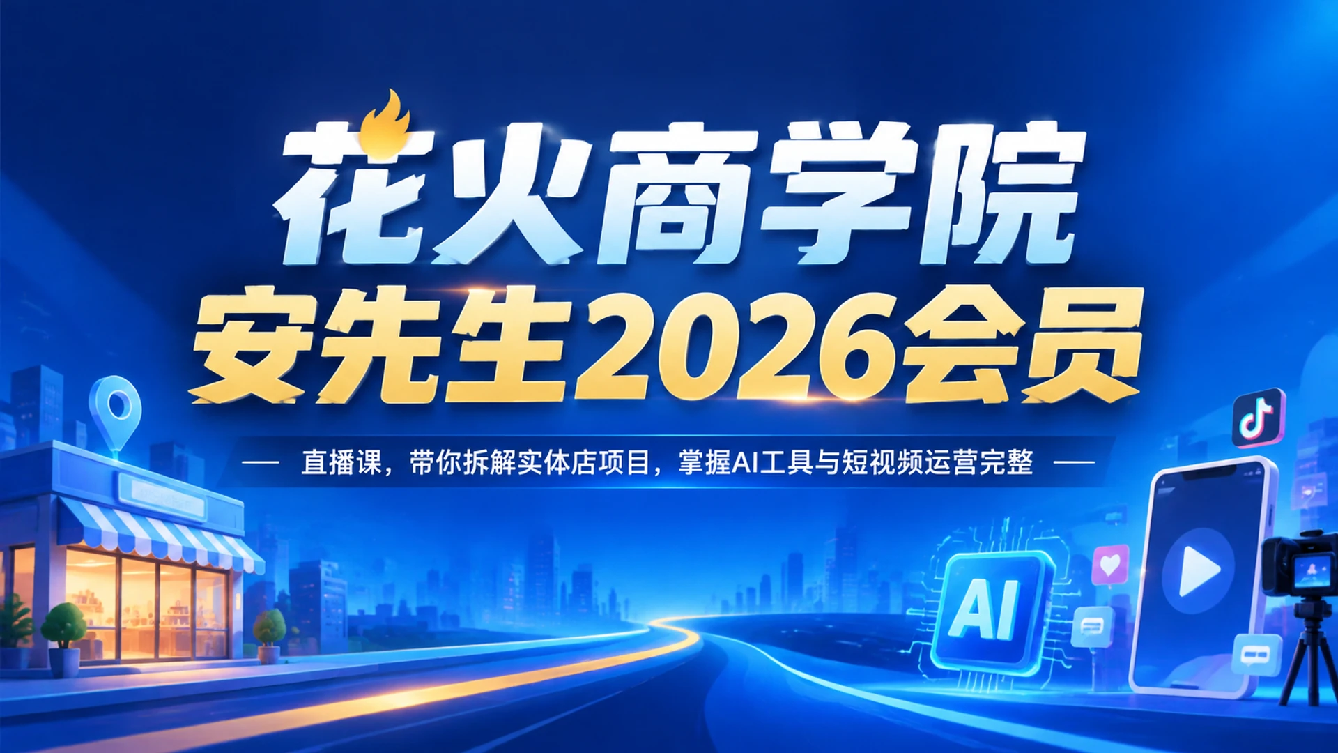 【精】花火商学院安先生2026会员直播课，带你拆解实体店项目，掌握AI工具与短视频运营完整-智富思维学堂