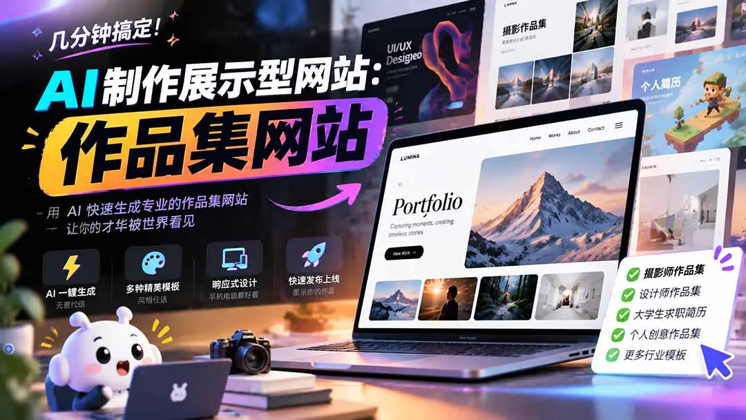 几分钟搞定，AI制作展示型网站制作：作品集网站，用AI快速生成专业的作品集网站，接单变现！-智富思维学堂