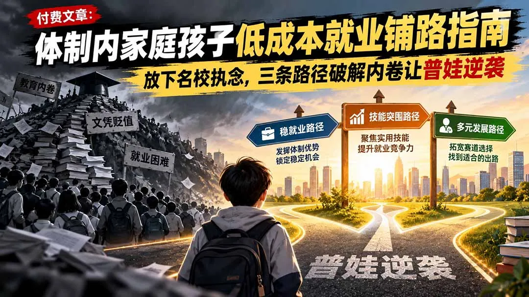 图片[2]-付费文章：体制内家庭孩子低成本就业铺路指南，放下名校执念，三条路径破解内卷让普娃逆袭-智富思维学堂