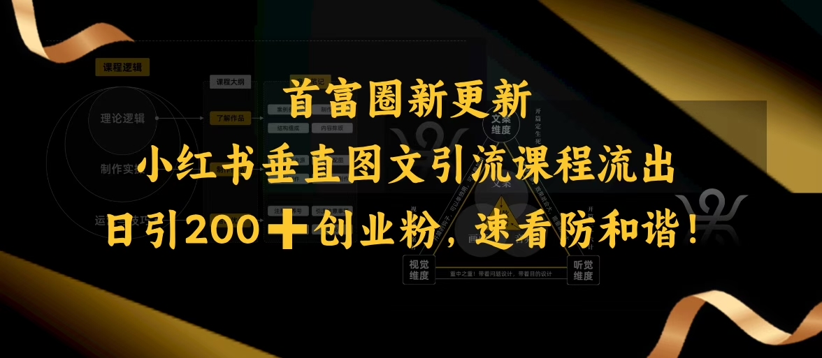 小红书垂直图文引流课程流出，日引200+创业粉，速看防和谐-智富思维学堂