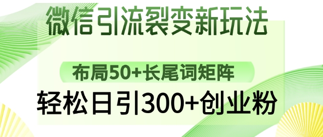 微信引流裂变新玩法：布局50+长尾词矩阵，轻松日引300+创业粉-智富思维学堂
