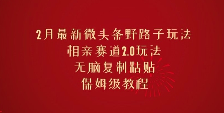 2月最新微头条野路子玩法，相亲赛道2.0玩法，无脑复制粘贴，保姆级教程-智富思维学堂