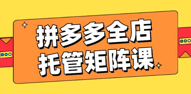 （14328期）拼多多全店托管矩阵课，盈利动销玩法，高效计划设置，提升店铺效益-智富思维学堂