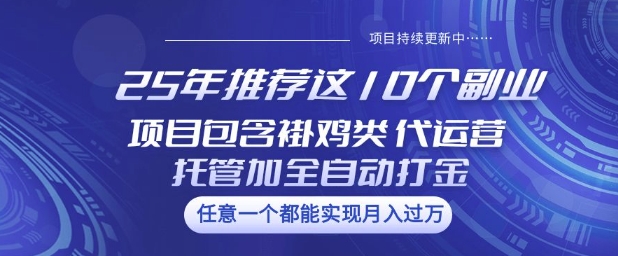 25年推荐这10个副业项目包含褂鸡类、代运营托管类、全自动打金类【揭秘】-智富思维学堂