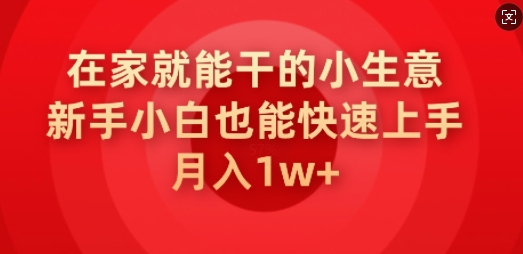 在家就能干的小生意，新手小白也能快速上手，月入1w-智富思维学堂