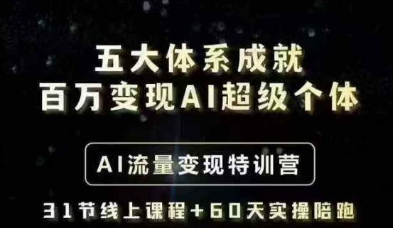五大体系成就百万变现AI超级个体- AI流量变现特训营，一步一步教你一个人怎么年入百W-智富思维学堂