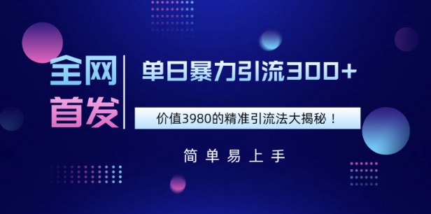 全网首发，价值3980单日暴力引流300+的精准引流法大揭秘-智富思维学堂