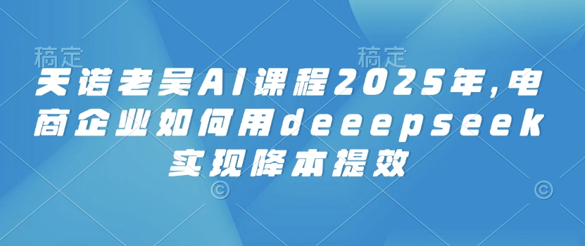 天诺老吴AI课程2025年，电商企业如何用deeepseek实现降本提效-智富思维学堂