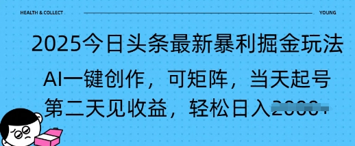 2025今日头条最新暴利掘金玩法，AI一键创作，可矩阵，当天起号，第二天见收益轻松日入多张-智富思维学堂