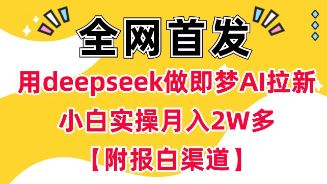 用deepseek做即梦Ai拉新 小白实操月入过W+【附报白渠道】-智富思维学堂