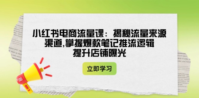 （14318期）小红书电商流量课：揭秘流量来源渠道,掌握爆款笔记推流逻辑,提升店铺曝光-智富思维学堂