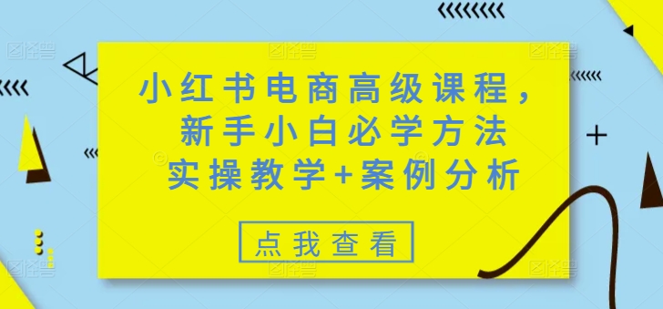 小红书电商高级课程，新手小白必学方法，实操教学+案例分析-智富思维学堂
